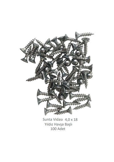 Sunta Vidası, 4,0 X 18 Mm, 100 Adet, Yhb Vida 4 x 18