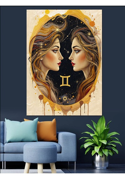 Ahşap Tablo İkizler Burcu Kadın Sembolü