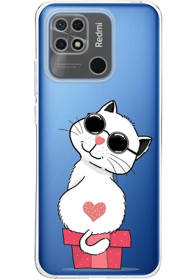 Redmi 10c Uyumlu Kamera Korumalı Kapak Coolcat Tasarımlı Şeffaf Kılıf Şeffaf