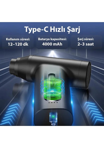 Ezere J02 Çift Fonksiyonlu Mini Araç Süpürgesi & Turbo Fan Hava Üfleyici- 5775