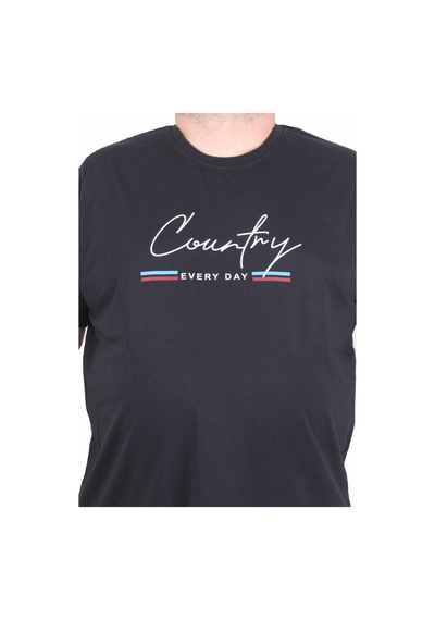 Moc Grande Mocgrande Erkek Büyük Beden Sıfır Yaka Tişört Country 25174 Sıyah Siyah