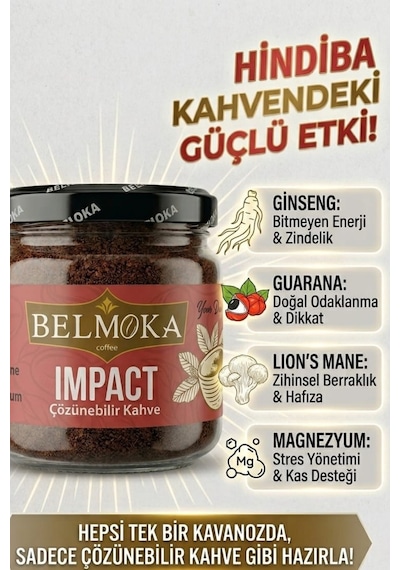 İmpact Hindiba Ginseng Lion's Mane Magnezyum İnülin Katkılı Çözünebilir Form Kahve 120 G