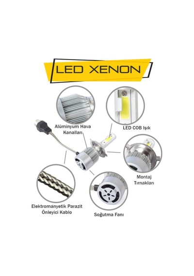 H27 Led Xenon Far Ampulü Beyaz Işık Şimşek Etkili C6 Kasa