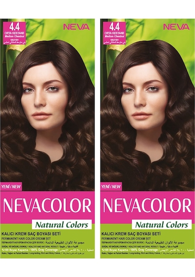Neva Color Natural Color Saç Boyası 4.4 Orta Kestane 2'li Set