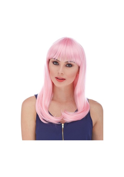 Soft Pembe Renk Uzun Düz Parti Peruğu - Zmff-52925 18