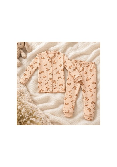 Cerenbebe Kız Çocuk Pijama Takımı Ceylan Desenli Yavruağzı Cerenbebe Kız Çocuk Pijama Takımı Ceylan Desenli Yavruağzı