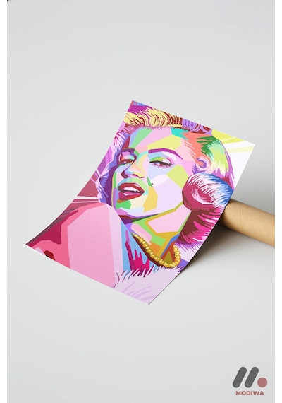 Pop Art Kadın Portresi, Çerçevesiz Yüksek Kalite Duvar Afişi - Modern Ev Dekorasyonu