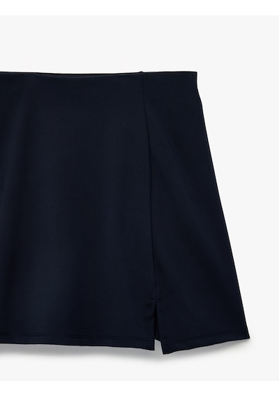 Koton Yırtmaç Detaylı Slim Fit Mini Şort Etek Lacivert 6sak40052nk Lacivert