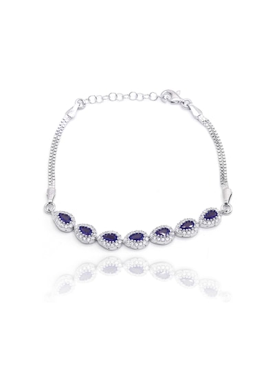 Safir Taşlı Damla Model 925 Ayar Gümüş Kadın Dörtlü Set 201025663