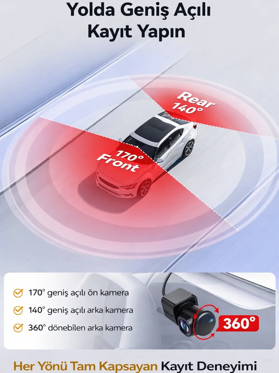 K02 Premium 3 Lens Araç İçi Kamera Wifi Gps 4k Ultra Hd Ön Arka İç Kamera Gece Görüşü Park Modu Dvr 31519350