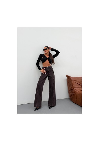 Kene Jeans Kemer Kuşaklı Kahve Taş Yıkama Ön Detaylı Denim Palazzo Pantolon Kahverengi Kene Jeans Kemer Kuşaklı Kahve Taş Yıkama Ön Detaylı Denim Palazzo Pantolon Kahverengi