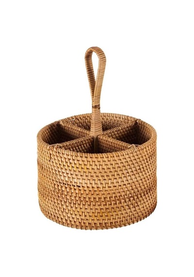 Bohem Yuvarlak Rattan Çatallık Ve Kaşıklık, Iskandinav, Modern