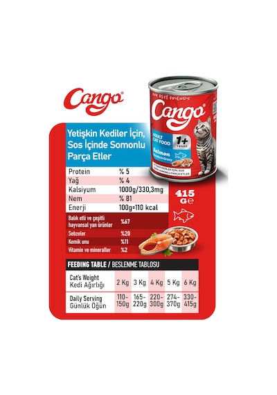 Cango Yetişkin Yaş Kedi Maması Somonlu 415gr 24lü