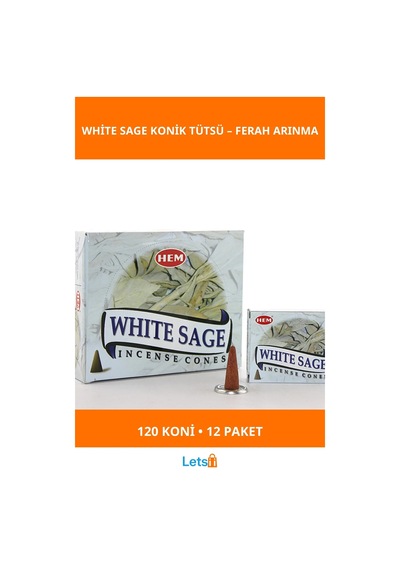 White Sage Aromalı Konik Tütsü 12 Paket 10 Adet