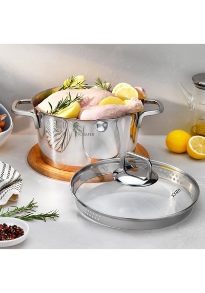 New Stahl Çelik Tencere 24 Cm 2 Parça-ınox Açık Gri