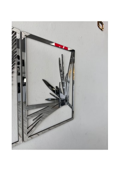 Mdf Üzeri Gümüş Pleksi Yaprak Ve Sazlık 'lü Set Duvar Dekorasyon Her Biri 35x25 Cm 001