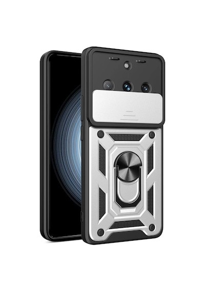 Uray Store Realme 11 Pro Kılıf Pars Lens Yüzüklü Silikon - Gümüş
