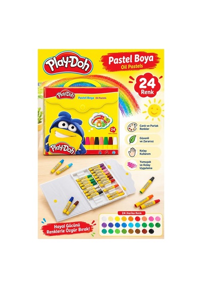 Pastel Boya 24 Renk Plastik Çantalı 1 Paket Play-doh Pastel Boya 24 Lü Çantalı Parlak Canlı Ve Örtücü Renkler Çok Renkli