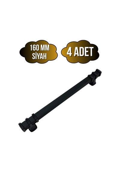 Kare Çizgili Siyah Metal Dolap Kulpu Mobilya Ve Mutfak Dolap Kulpu Siyah 160mm 4 Adet Siyah
