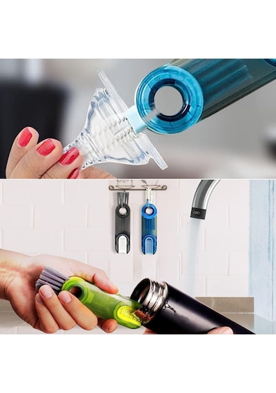 Plentiful 3 Fonksiyonlu Pratik Şişe Temizleme Fırçası Mutfak Banyo Araç İçin Çok Amaçlı Fırça