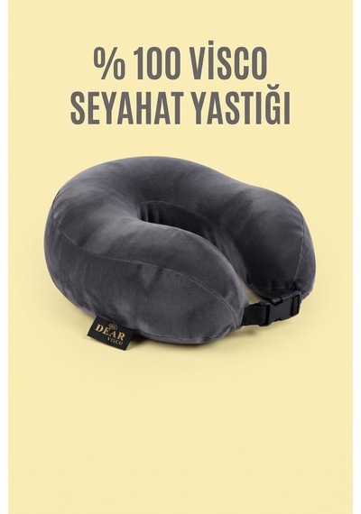 Dear Visco Premium Seyahat Yolculuk Yastığı Uçak Araba Taşıt İçi Kullanıma Uygun Visco Yastık Dvs-01f Gri