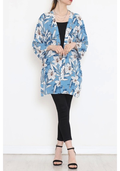 Desenli Kimono Açıkmavi - 1658.1095. Çok Renkli