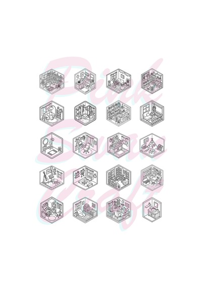 Little Tiny Isometric Rooms Iı 20x20 Cm Büyük Boyama Kitabı, Çocuklar Ve Yetişkinler İçin