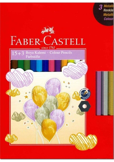 Faber Castell Kuru Boya Kalemi 15 Renk + 3 Metalik Renk