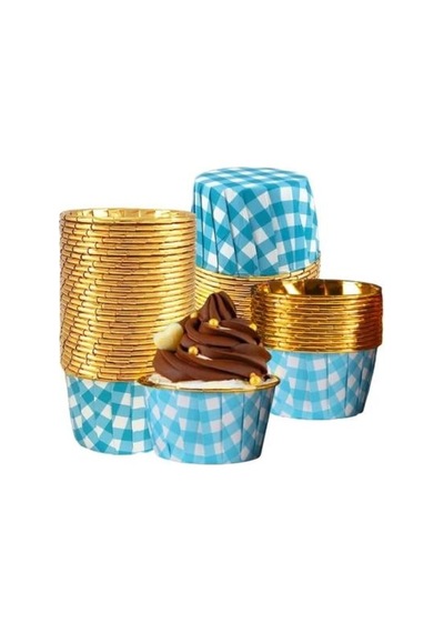 Cupcake/muffin /suffle Kek Kapsülü Mavi Desenli 50 Li Yeşil