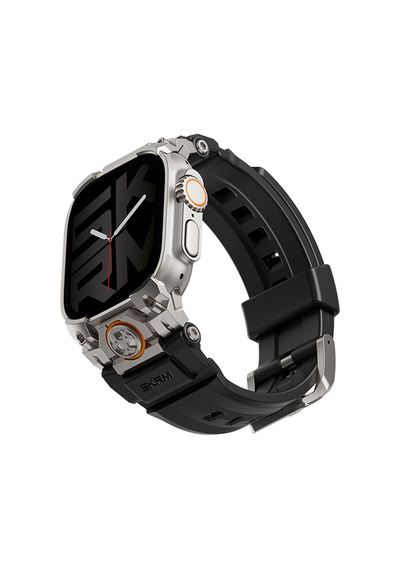 Apple Watch Uyumlu Ultra 49mm  Skinarma Talon Serisi Suya Dayanıklı Silikon Kordon Siyah
