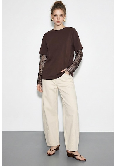 Shade Kadın Bisiklet Yaka Dantel Kollu Oversize Pamuklu T-shirt 1049 60286075 - Acı Kahve Acı Kahverengi Shade Kadın Bisiklet Yaka Dantel Kollu Oversize Pamuklu T-shirt 1049 60286075 - Acı Kahve Acı Kahverengi