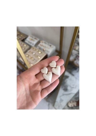 Linalya Jewelry Kalp Küpe Beyaz - Model 232