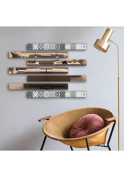 Decorita Dekor Camı|Karakalem Çizim Cam ve Bronz Ayna|7'li Takım Karakalem Çizim