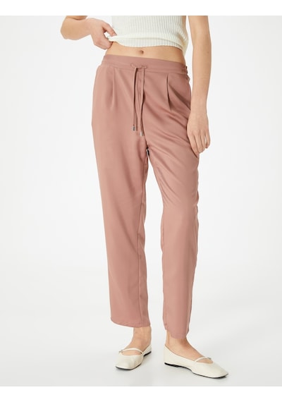 Koton Chino Pantolon Bağcıklı Yüksek Bel Cep Detaylı Rose 4sak40015uw Pembe