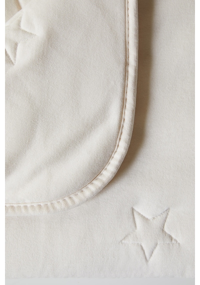 Ocean Home Textile %100 Pamuk Penye Ekru Yıldız Nakışlı Çocuk Tek Kişilik Çok Amaçlı Örtü 155 X 215 Cm