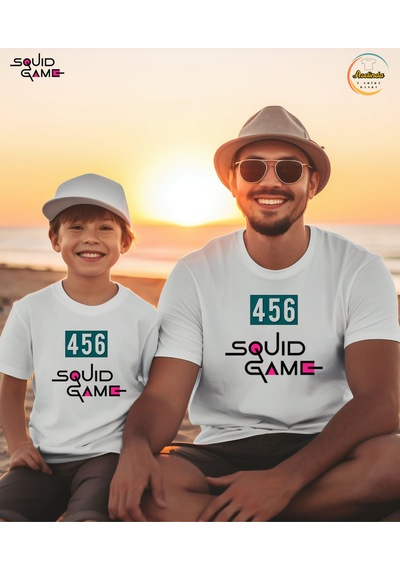 Aselinda Squid Game Yazı Baskılı Bisiklet Yaka Beyaz Tişört/t-shirt- Tek Adet Fiyatıdır Beyaz