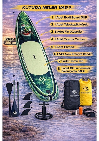 Paddle Board Sup Crazy Joker Şişme Stand 350x84x15cm Full Set