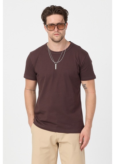 Tonny Black Normal Kalıp Rahat Basic T-shirt Erkek Acı Kahve Tbtshrt010 Acı Kahverengi