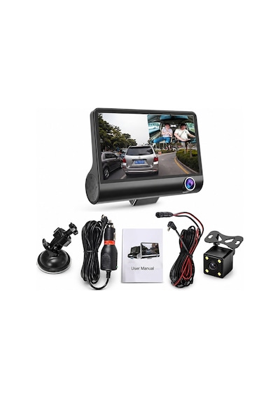 Mega Oto Market Araç İçi 3 Kameralı Araç Kamerası 140 Geniş Açı 1080p Full Hd Gece Görüşlü Yol Kayıt Sistemi