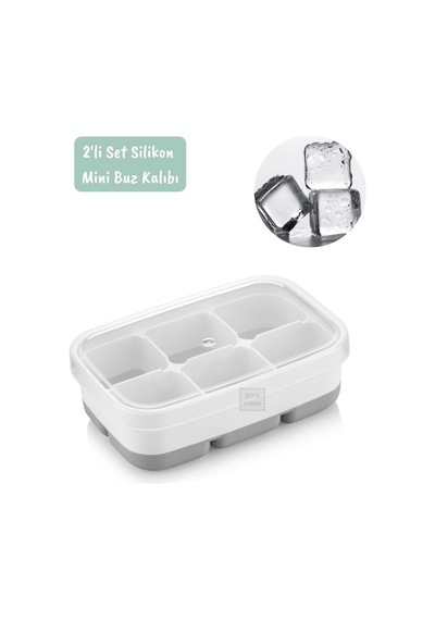 2li Set Mini Buz Kalıbı Silikon Buzluk 6 Bölmeli Kare Desenli Buz Küpü Yeşil-gri Bpa Free Yeşil