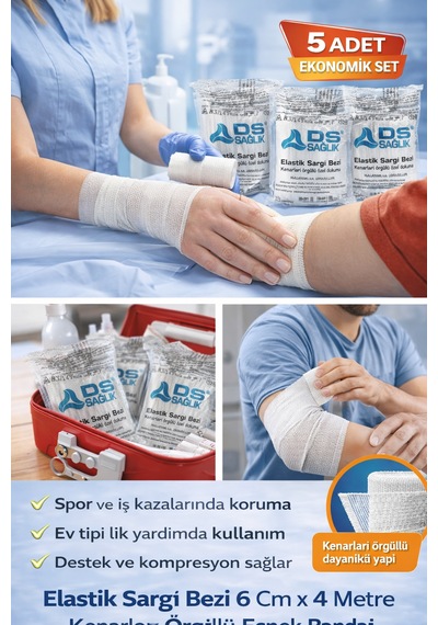 Elastik Sargı Bezi 6cm X 4m 5 Adet