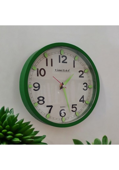 Fosforlu Karanlıkta Parlayan Küçük Çocuk Odası Yeşil Duvar Saati Çap 22 Cm Yeşil
