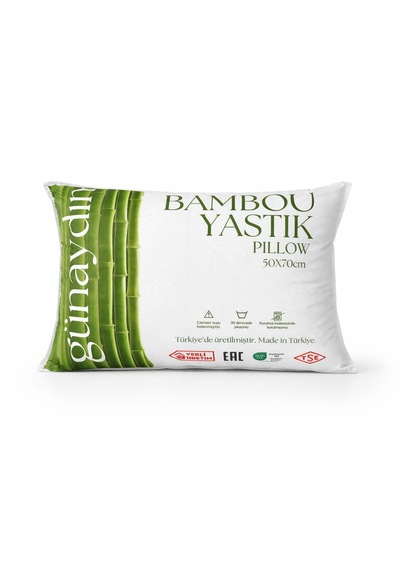 Günaydın Bambu Yastık , Nefesalan Doku ,organik, Kapitoneli , Çantalı ,matwıse Baskı, 50x70 Yastık Beyaz
