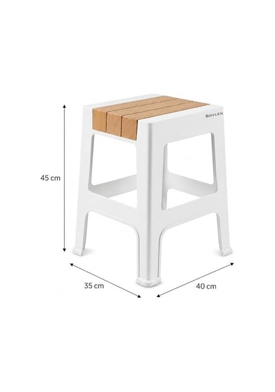 Kaymaz Tabanlı Ev Ofis Taburesi - 120 Kg Taşıma Kapasiteli Kaymaz Banyo Taburesi - Çocuk Taburesi - 35x45x40 Cm Büyük Turuncu Açık Bej