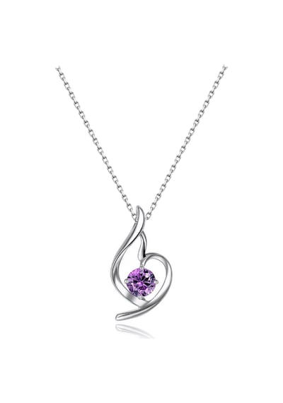 Brezza Lusso Jewelry Gümüş Zirkon Taşlı Melek Kalbi Kadın Kalp Kolye 45 CM Beyaz