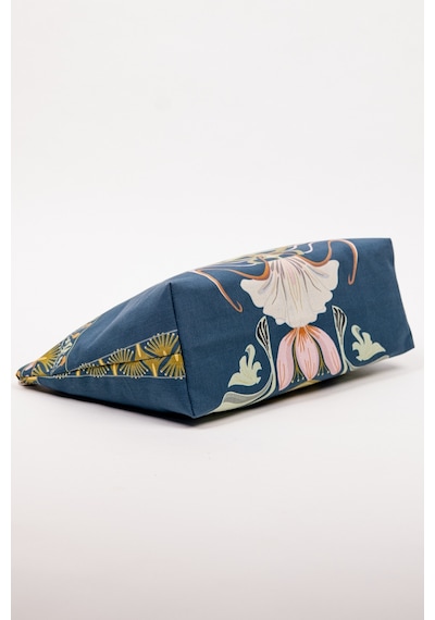Fabric Craft Bag Portföy Çanta Fermuarlı Clutch Lacivert - Sarı