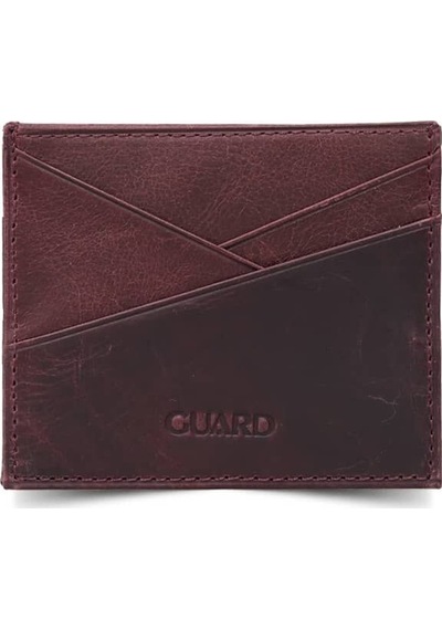 Guard Antik Bordo Hakiki Deri Kartlık