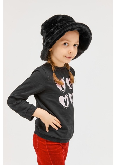 Benitto Kids Benittokids Kız Çocuk Peluş Bucket Şapka 7001-siyah