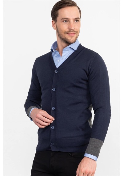 Tudors Erkek Slim Fit Lacivert Hırka-19735