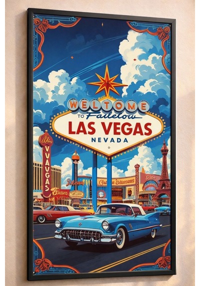 Vintage Las Vegas Estetik Duvar Posteri , Çerçevesiz Poster